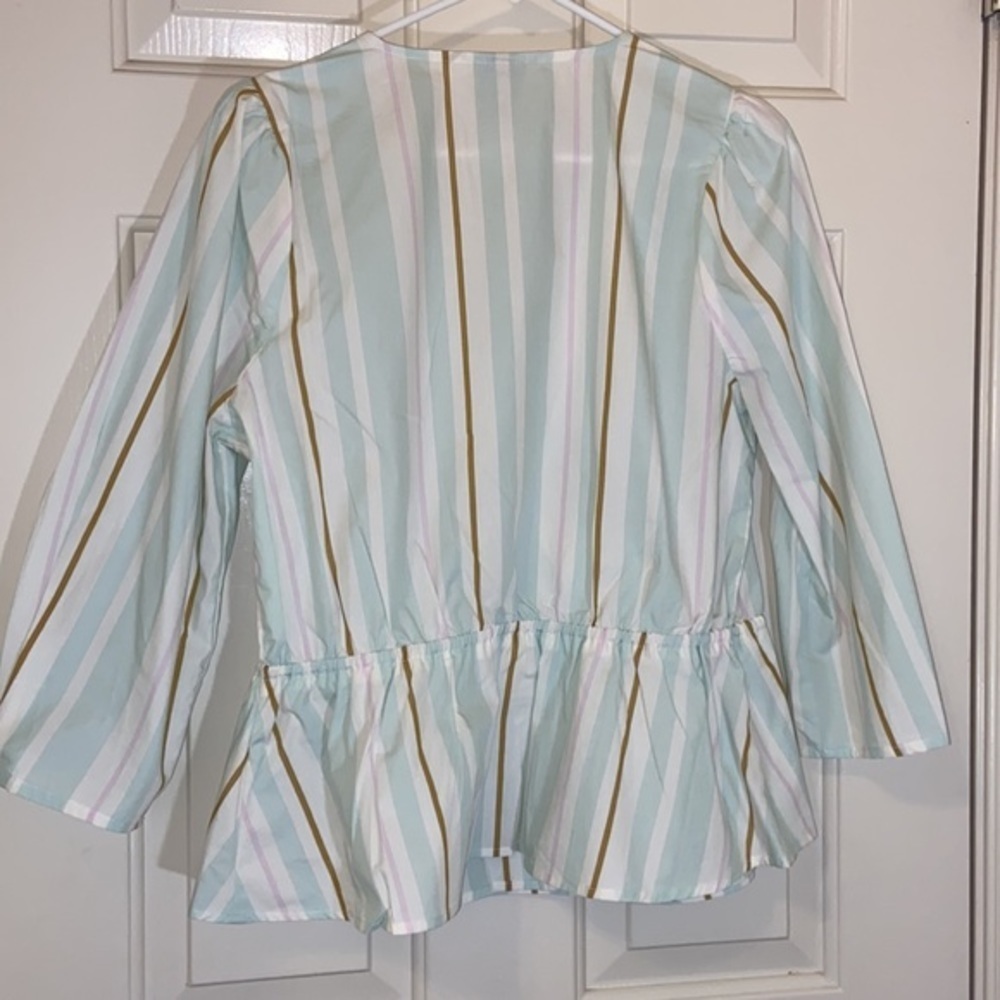 A New Day • Women’s Tops A New Day 3/4 Sleeve Striped Wrap Blouse • Size Medium - Picture 7 of 8